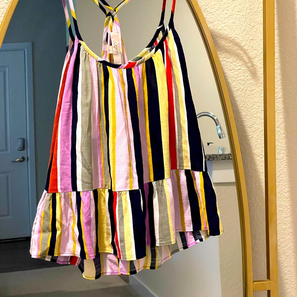 LOFT Multi-Colored Peplum Swing Cami Tank